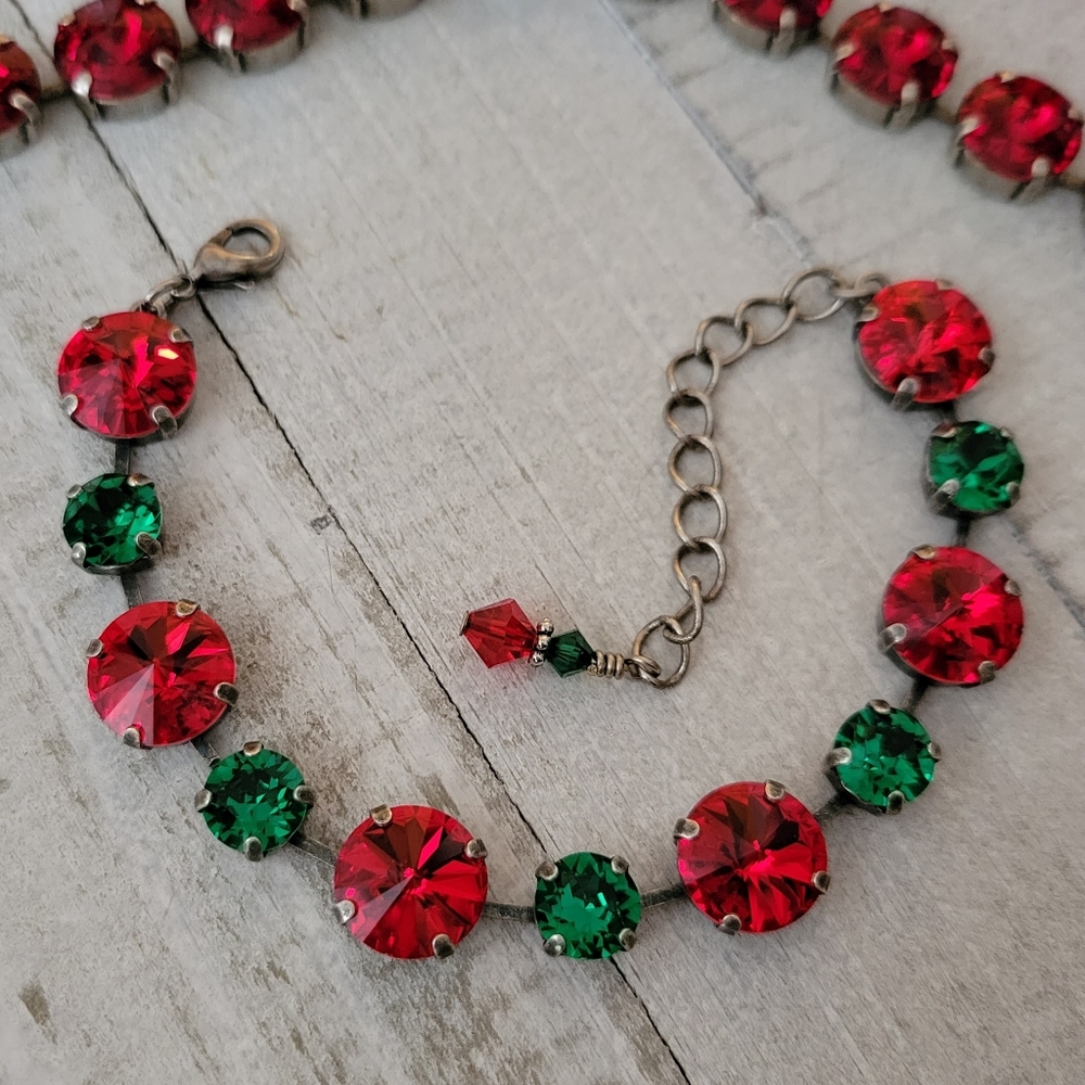 Austrian Crystal Bracelet in Antique Silver